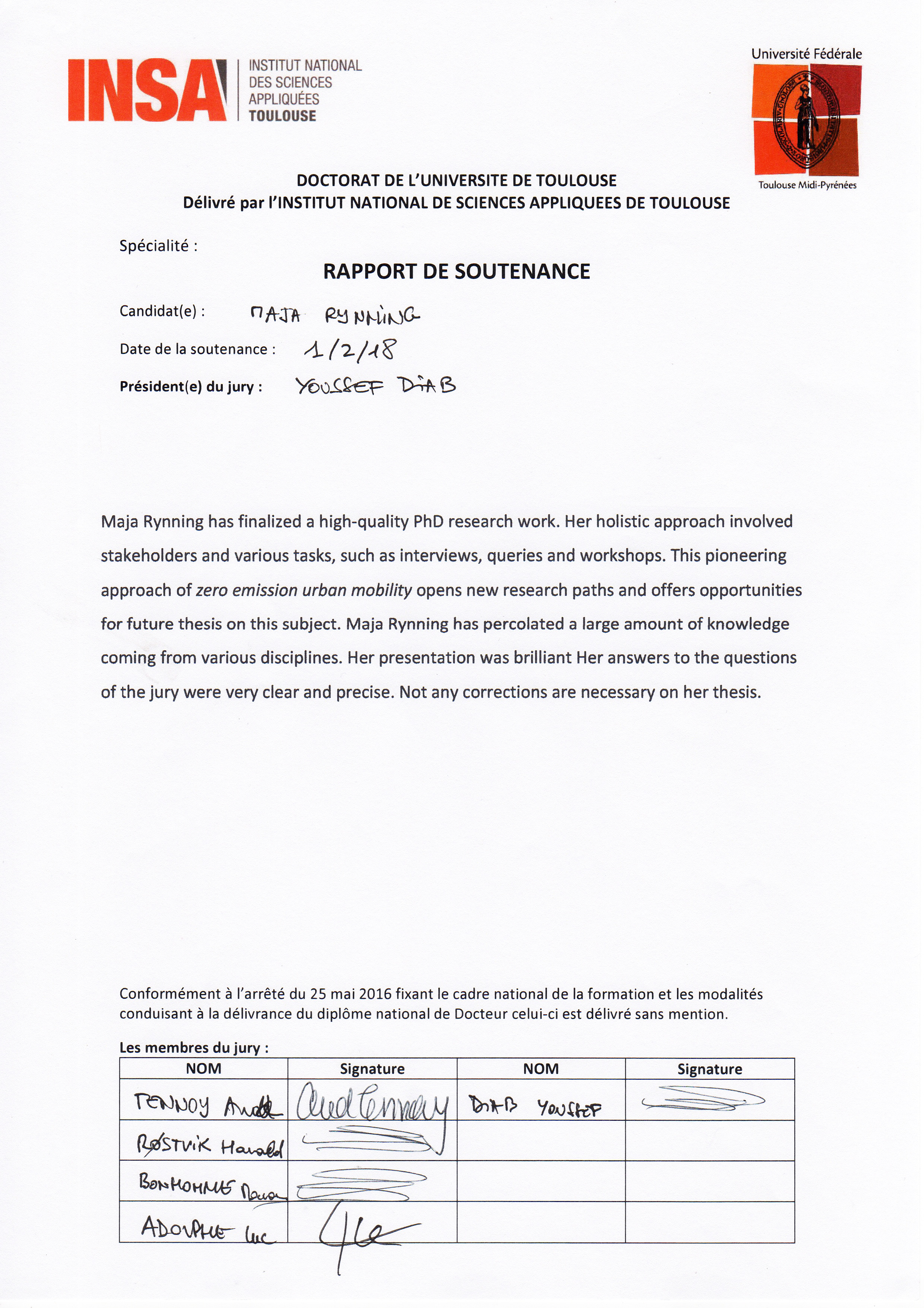 Rapport de soutenance de thèse de Maja Karoline Rynning